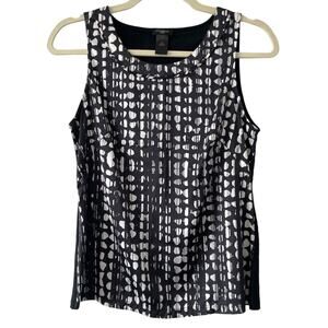 Ann Taylor Black and White Pattern Sleeveless Blouse Size XS Petite